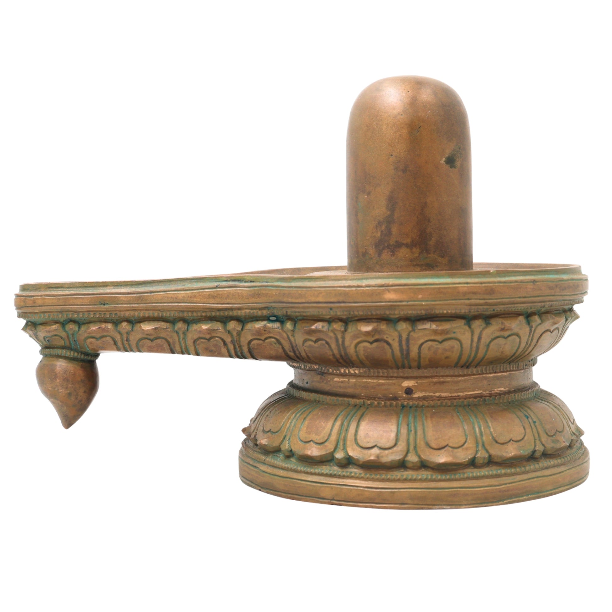 Handcrafted Bronze Panchaloha Shiva Lingam Idol, Traditional Chola Art Shivling, Mahalingam, Jyotirlinga, Banalinga Statue for Puja, Temple & Home Decor,Brown, 7 Inch, 1 Piece
