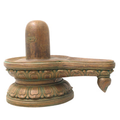 Handcrafted Bronze Panchaloha Shiva Lingam Idol, Traditional Chola Art Shivling, Mahalingam, Jyotirlinga, Banalinga Statue for Puja, Temple & Home Decor,Brown, 7 Inch, 1 Piece