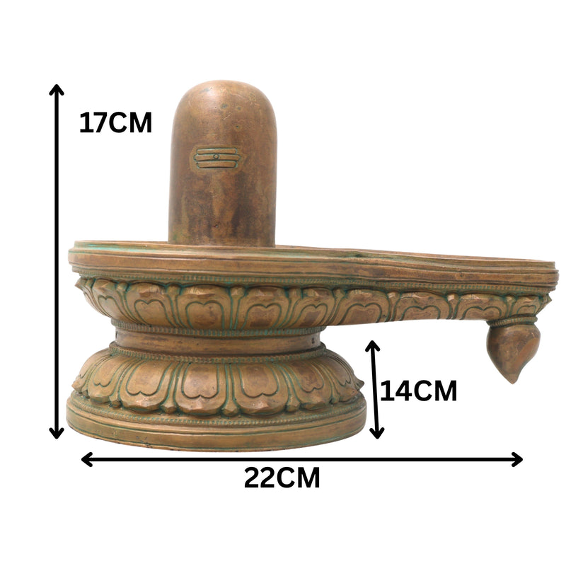 Handcrafted Bronze Panchaloha Shiva Lingam Idol, Traditional Chola Art Shivling, Mahalingam, Jyotirlinga, Banalinga Statue for Puja, Temple & Home Decor,Brown, 7 Inch, 1 Piece