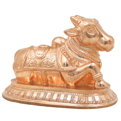 Handcrafted Chola Bronze Nandi Idol Nandikeshwara Shiva Vahana Murti for Pooja, Home Temple, Vastu & Gifting, Gold, 4.5 Inch, 1 Piece