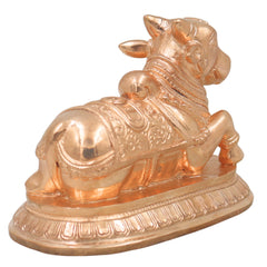 Handcrafted Chola Bronze Nandi Idol Nandikeshwara Shiva Vahana Murti for Pooja, Home Temple, Vastu & Gifting, Gold, 4.5 Inch, 1 Piece