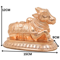 Handcrafted Chola Bronze Nandi Idol Nandikeshwara Shiva Vahana Murti for Pooja, Home Temple, Vastu & Gifting, Gold, 4.5 Inch, 1 Piece
