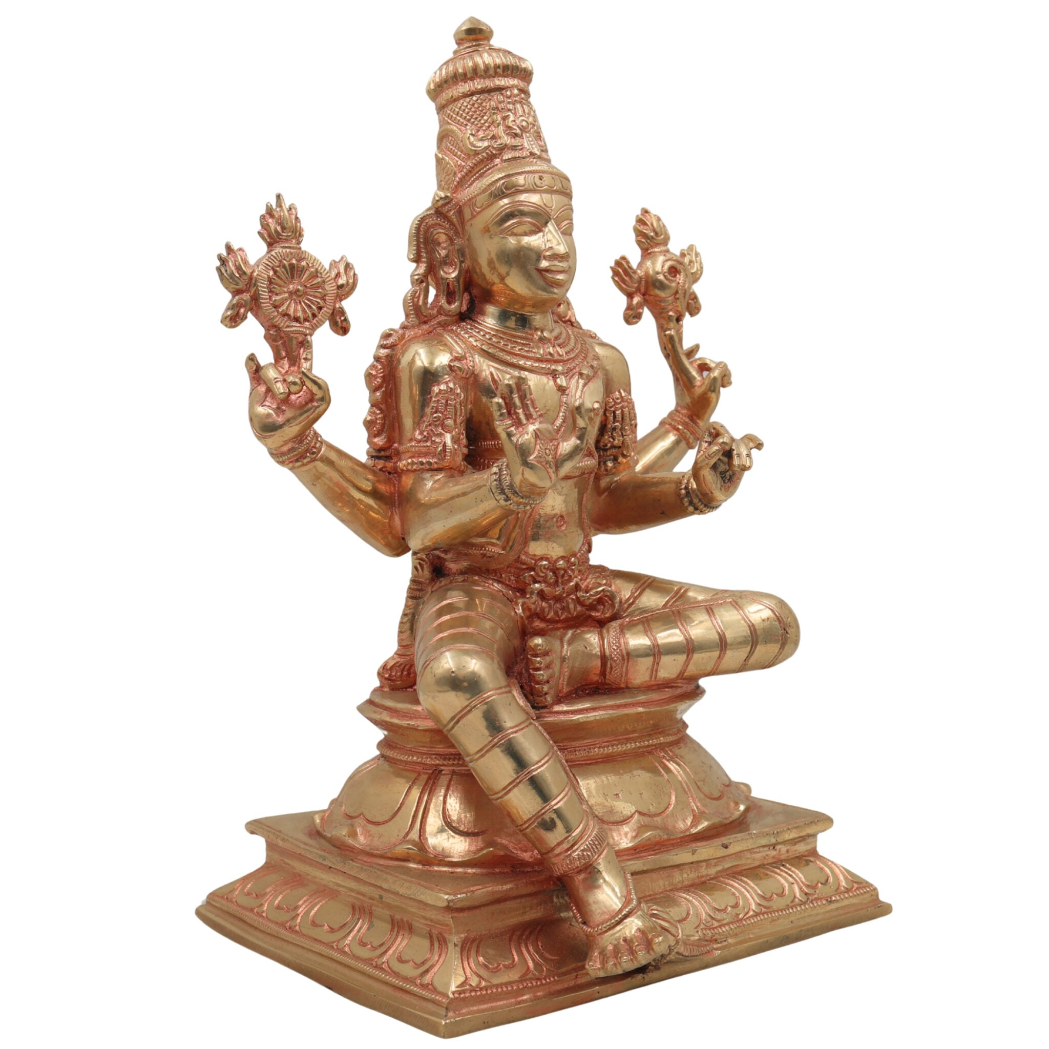 Handcrafted Panchaloha Vishnu Idol – Bronze Narayana, Hari, Govinda, Venkateswara, Padmanabha Murti for Temple & Home Décor,Gold,13inch,1pice