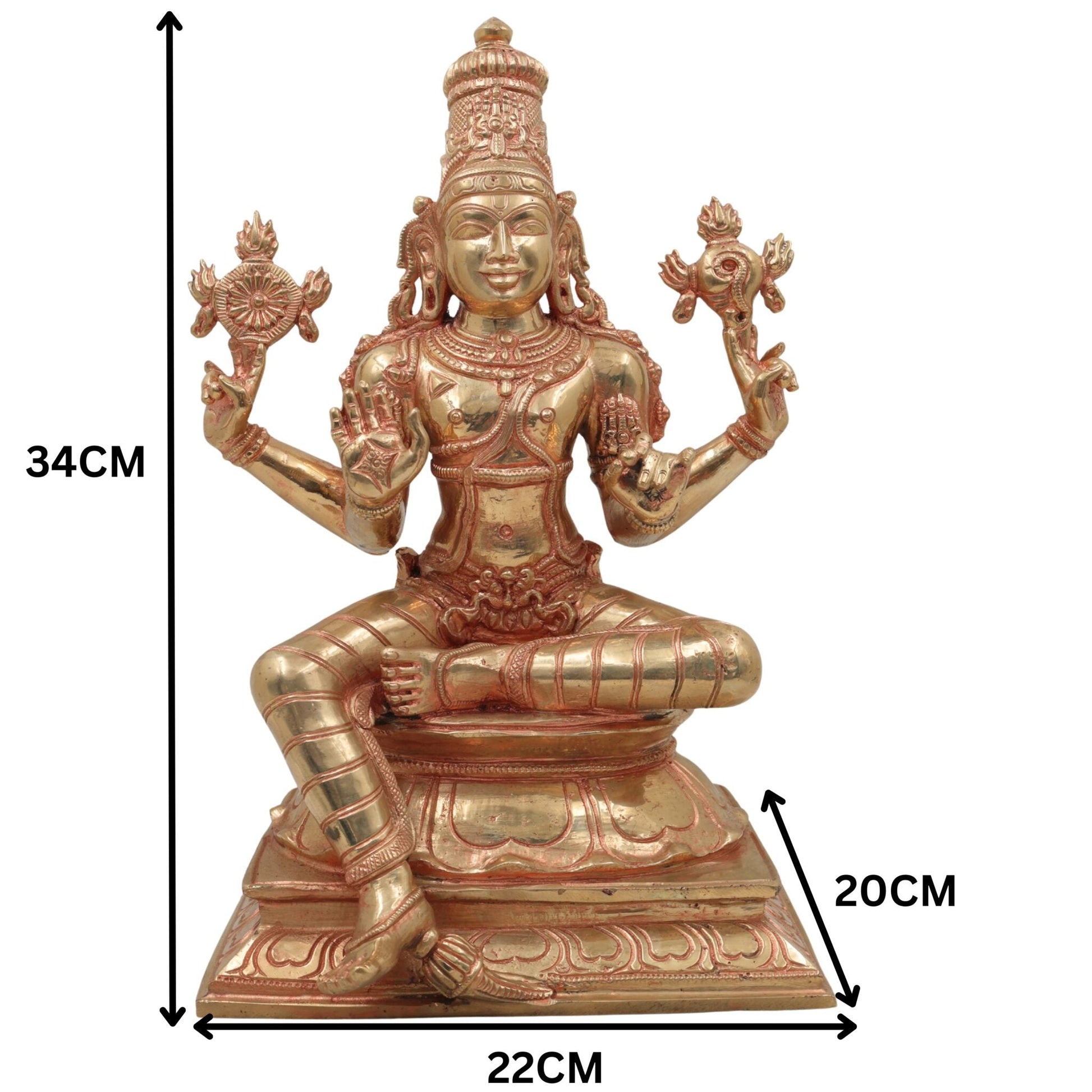 Handcrafted Panchaloha Vishnu Idol – Bronze Narayana, Hari, Govinda, Venkateswara, Padmanabha Murti for Temple & Home Décor,Gold,13inch,1pice