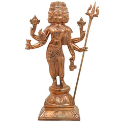 Handcrafted Panchaloha Bronze Dattatreya Idol | Trimurti Datta, Gurudev Datta, Avadhuta Datta Chola Art Sculpture for Home Temple & Pooja, Gold,13inch,1pice