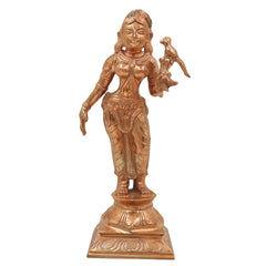 Handcrafted Bronze Meenakshi Amman Idol | Panchaloha Madurai Meenakshi Devi Murti | Fish-Eyed Goddess | Meenatchi Parvati Sculpture for Temple & Home,  Decor