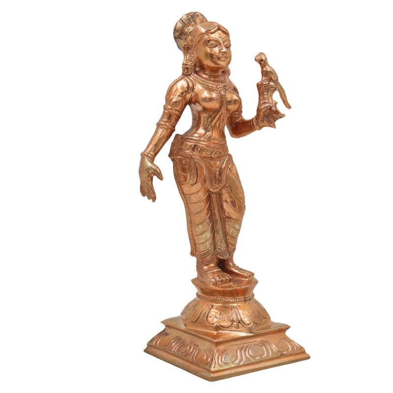 Handcrafted Bronze Meenakshi Amman Idol | Panchaloha Madurai Meenakshi Devi Murti | Fish-Eyed Goddess | Meenatchi Parvati Sculpture for Temple & Home,  Decor