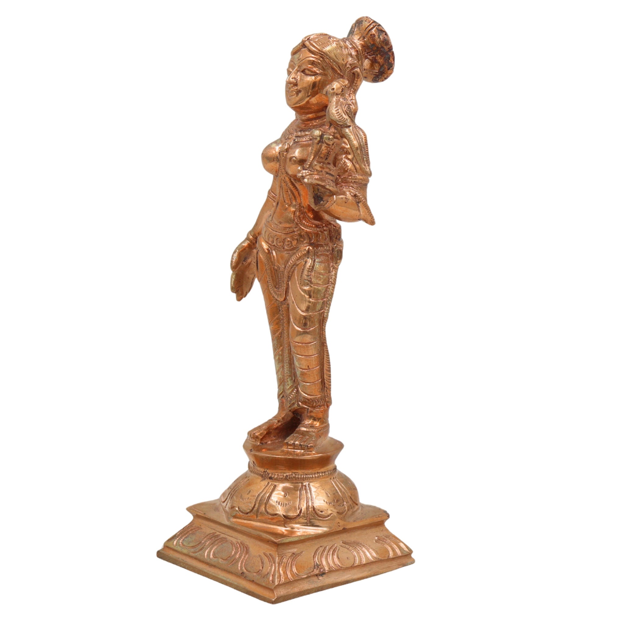 Handcrafted Bronze Meenakshi Amman Idol | Panchaloha Madurai Meenakshi Devi Murti | Fish-Eyed Goddess | Meenatchi Parvati Sculpture for Temple & Home,  Decor