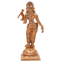 Handcrafted Bronze Meenakshi Amman Idol | Panchaloha Madurai Meenakshi Devi Murti | Fish-Eyed Goddess | Meenatchi Parvati Sculpture for Temple & Home,  Decor