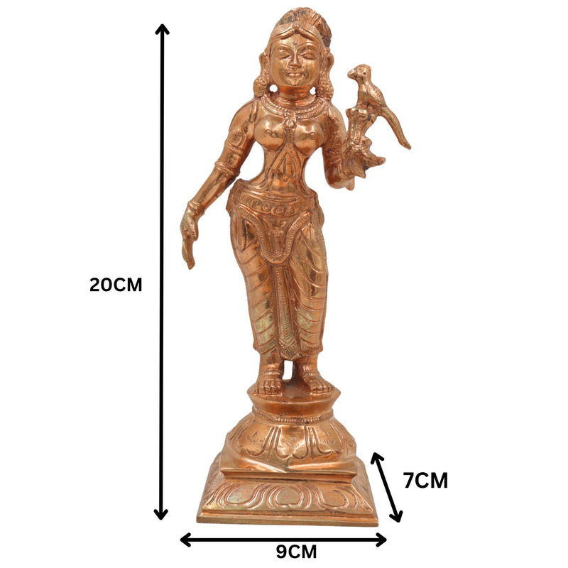 Handcrafted Bronze Meenakshi Amman Idol | Panchaloha Madurai Meenakshi Devi Murti | Fish-Eyed Goddess | Meenatchi Parvati Sculpture for Temple & Home,  Decor