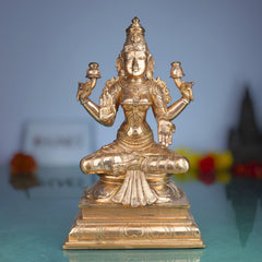 Handmade Panchaloha Mahalakshmi Idol – Traditional Bronze Lakshmi Statue | lakshmi Kamala Devi Murti for Pooja, Temple & Home Decor (28cm, 5.2kg)