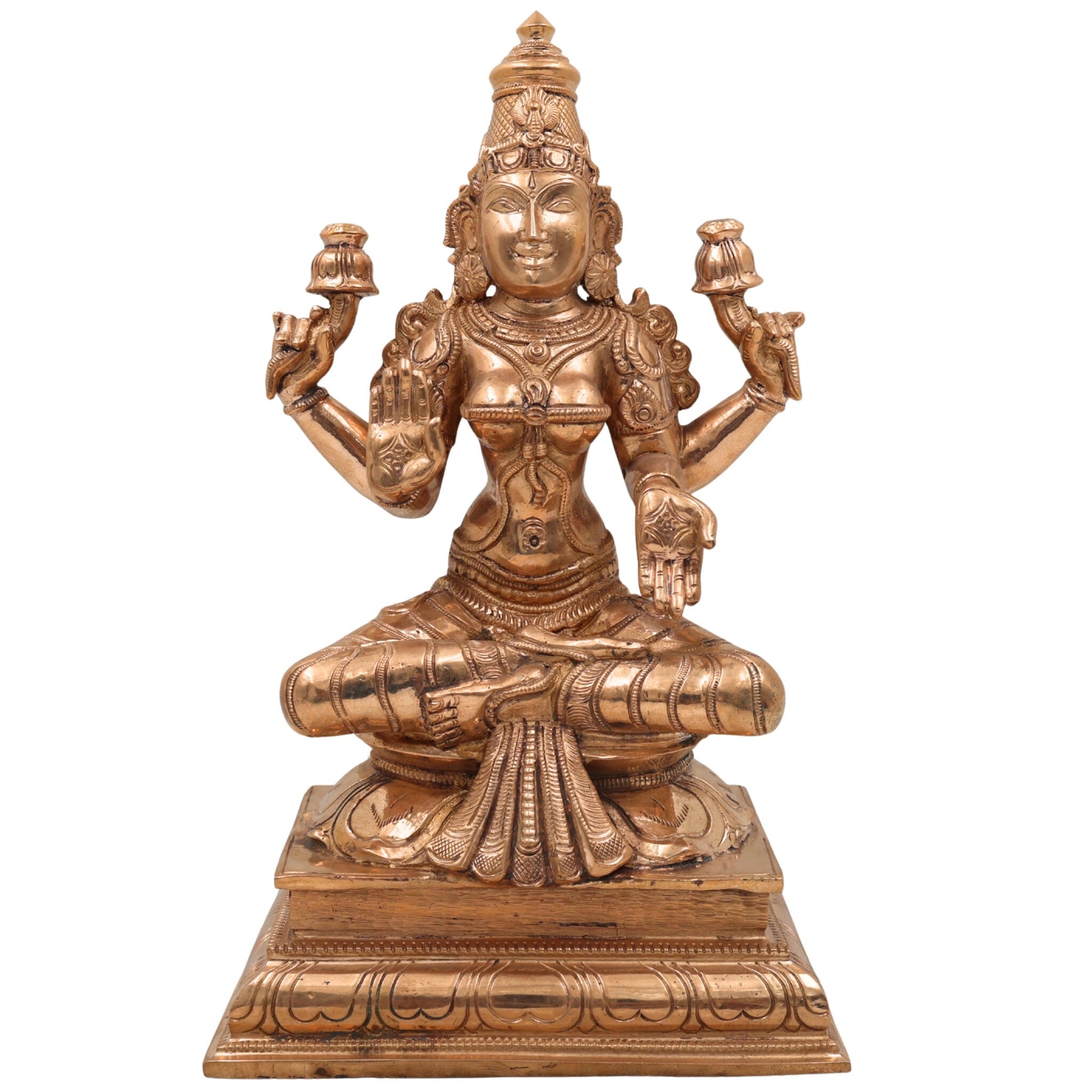 Handmade Panchaloha Mahalakshmi Idol – Traditional Bronze Lakshmi Statue | lakshmi Kamala Devi Murti for Pooja, Temple & Home Decor (28cm, 5.2kg)