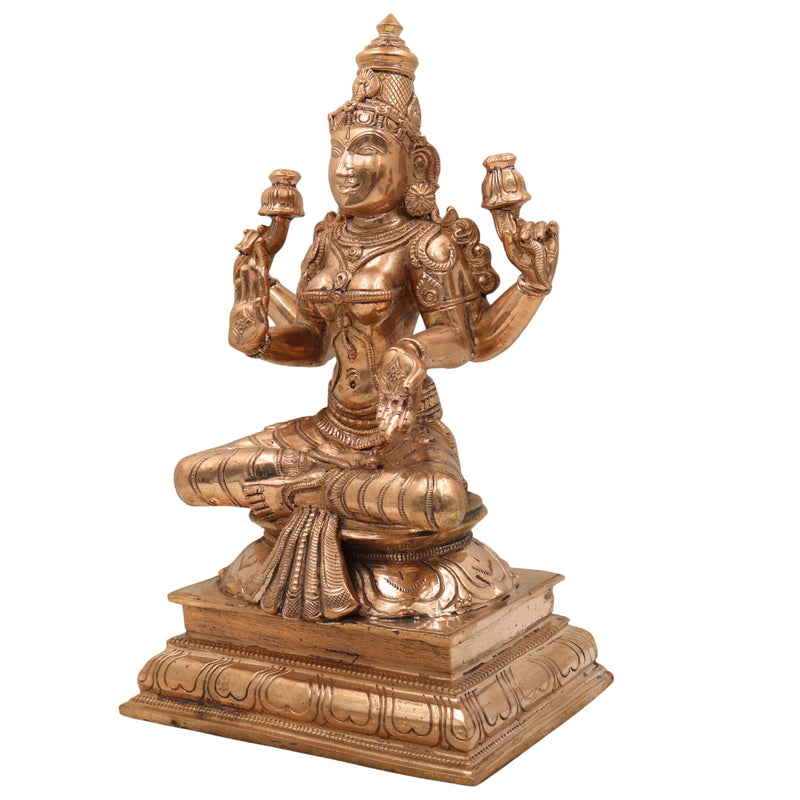 Handmade Panchaloha Mahalakshmi Idol – Traditional Bronze Lakshmi Statue | lakshmi Kamala Devi Murti for Pooja, Temple & Home Decor (28cm, 5.2kg)
