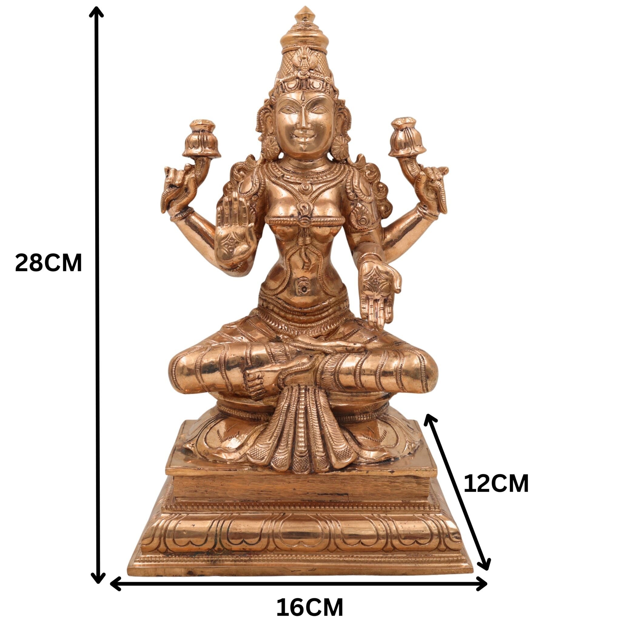Handmade Panchaloha Mahalakshmi Idol – Traditional Bronze Lakshmi Statue | lakshmi Kamala Devi Murti for Pooja, Temple & Home Decor (28cm, 5.2kg)