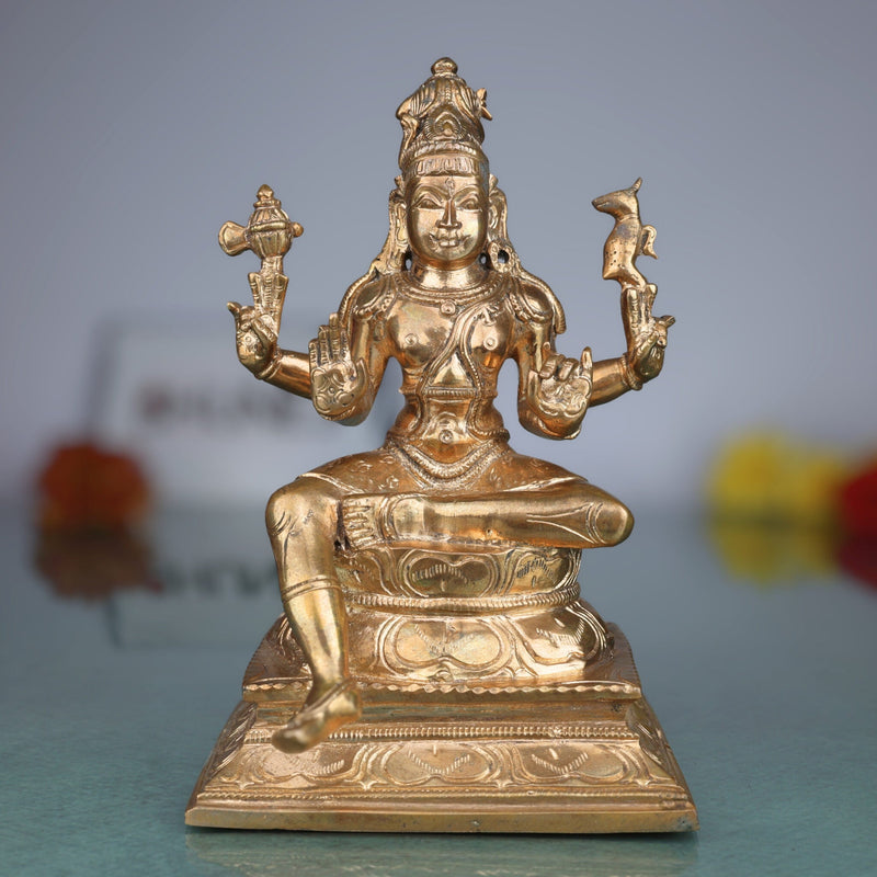 Handmade Panchaloha Bronze Shiva Idol – Mahadev Murti in Traditional Chola Art, Perfect for Home & Temple Decor, Home Decor,Gold,7Inch,1pice