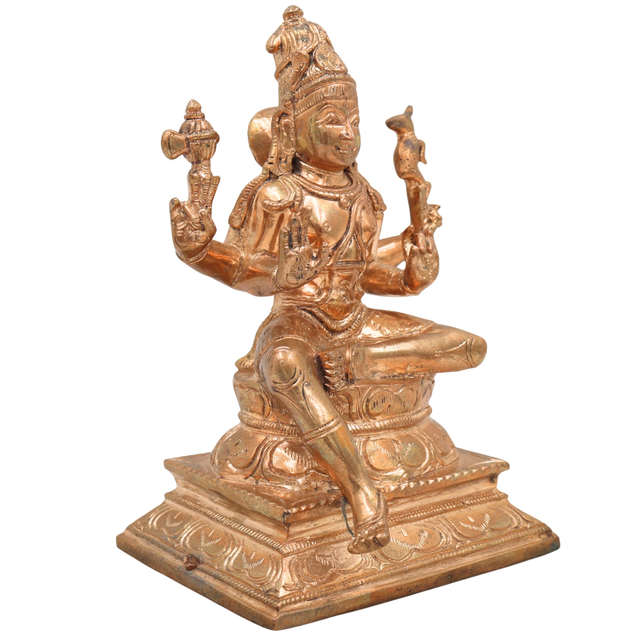 Handmade Panchaloha Bronze Shiva Idol – Mahadev Murti in Traditional Chola Art, Perfect for Home & Temple Decor, Home Decor,Gold,7Inch,1pice