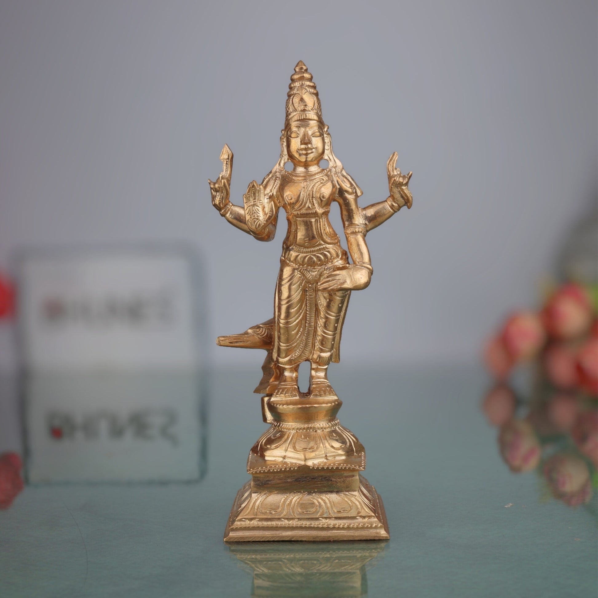 Handcrafted Bronze Panchaloha Shani Dev Idol, Shaneshwar Murti for Temple & Home, Traditional Shani Bhagwan Statue, Home Décor,Brown,7Inch,1pice