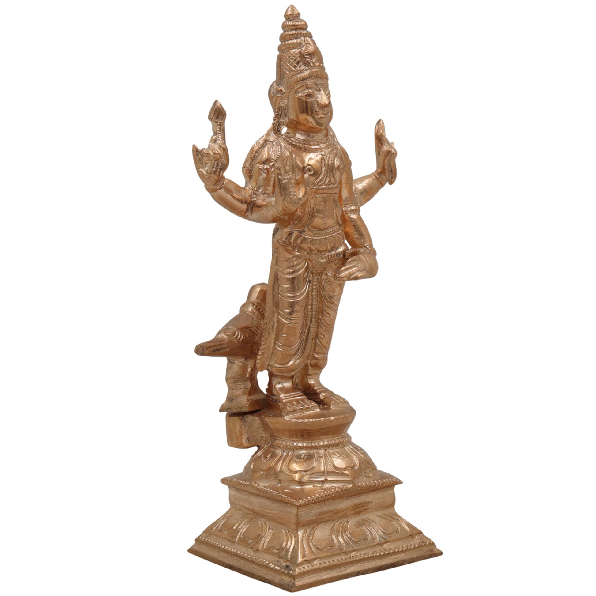 Handcrafted Bronze Panchaloha Shani Dev Idol, Shaneshwar Murti for Temple & Home, Traditional Shani Bhagwan Statue, Home Décor,Brown,7Inch,1pice