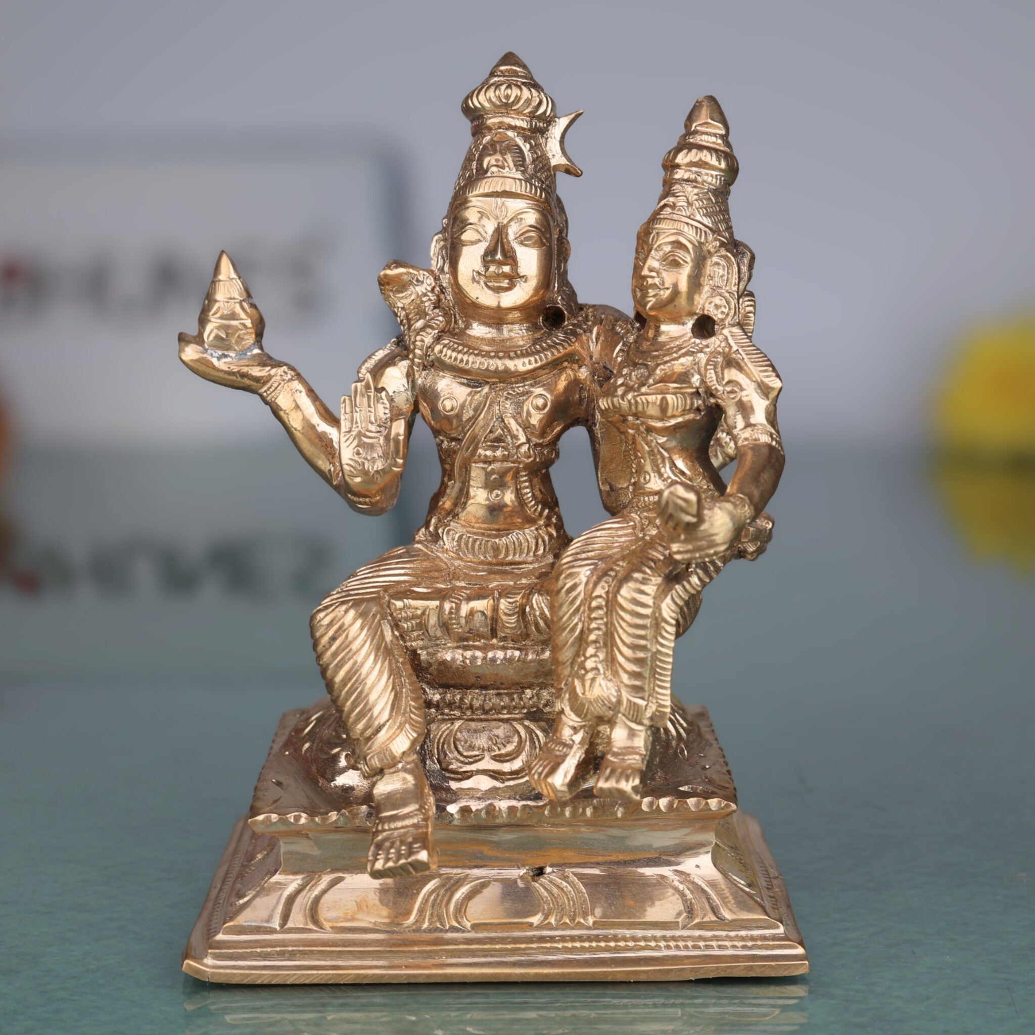 Bronze Swarna Bhairava Idol, Lord Shiva with Parvati | Panchaloha Swarna Bhairav Sculpture