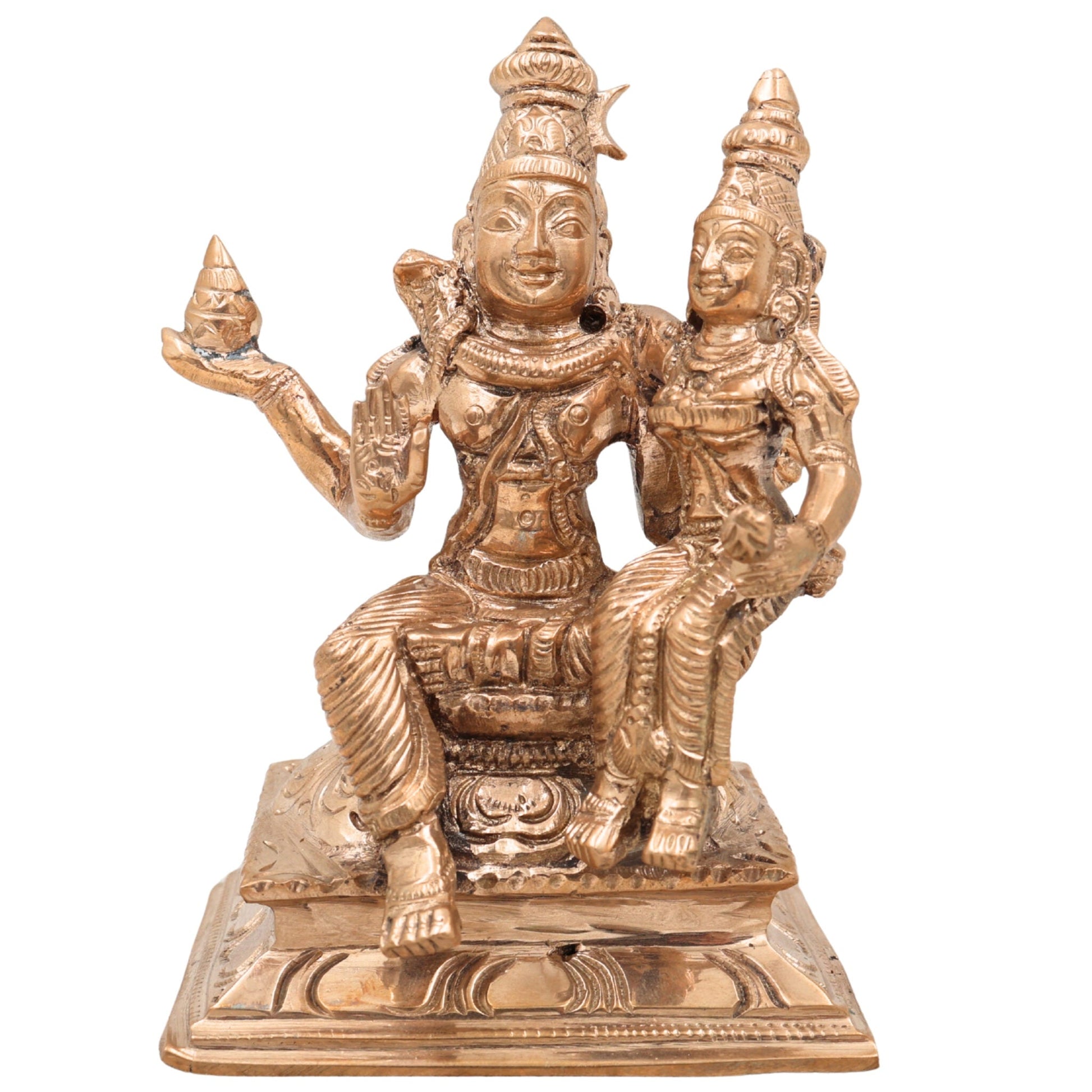 Bronze Swarna Bhairava Idol, Lord Shiva with Parvati | Panchaloha Swarna Bhairav Sculpture