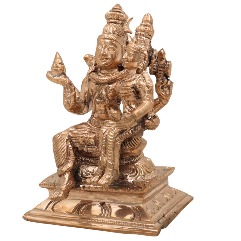 Bronze Swarna Bhairava Idol, Lord Shiva with Parvati | Panchaloha Swarna Bhairav Sculpture