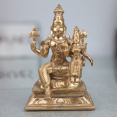 Handcrafted Panchaloha Bronze Vishnu Lakshmi Idol | Lakshmi Narayan Murti for Temple | Traditional Brass Lakshmi Narayan Statue,gold, 5Inch, 1pice