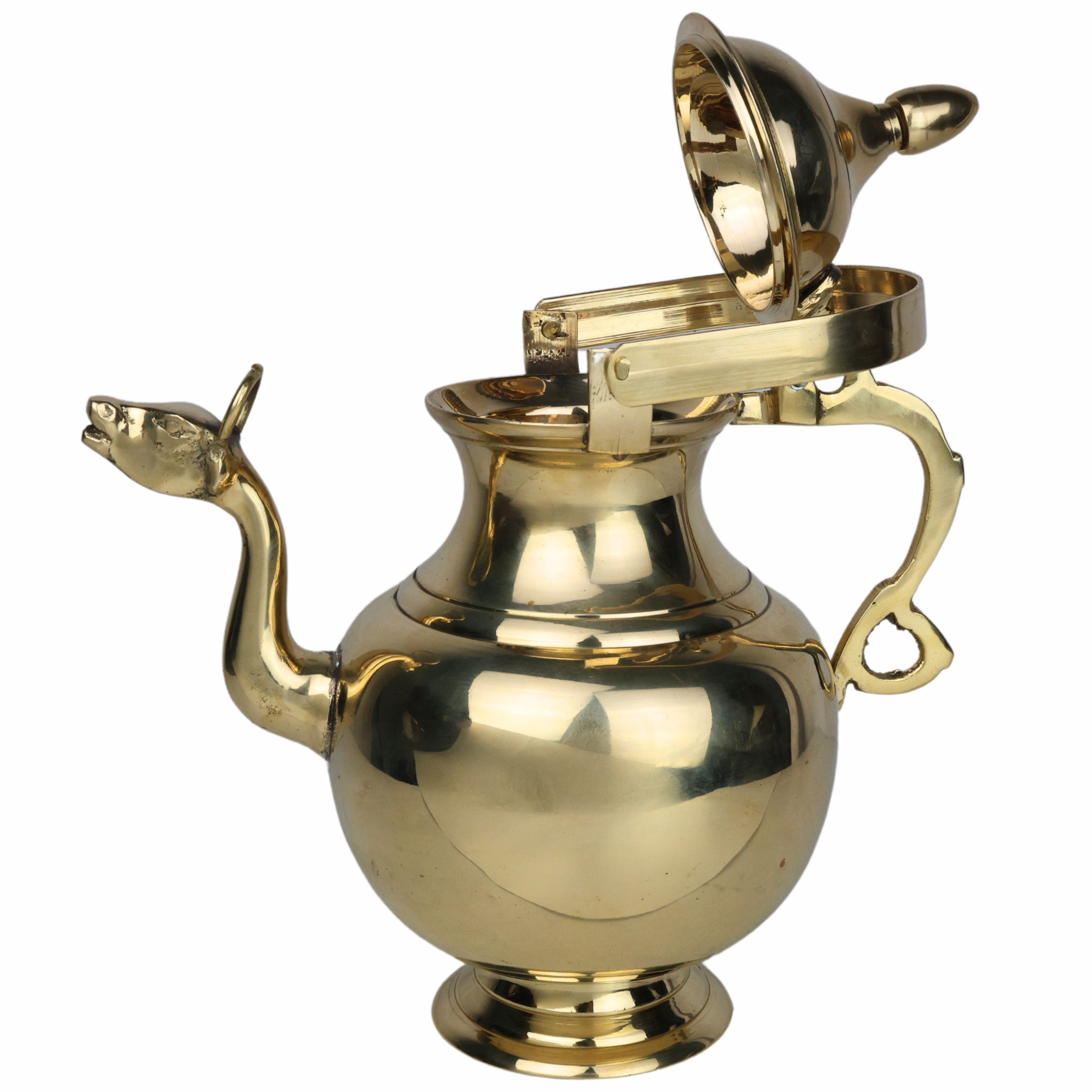 Bhunes Brass Water Loota Kamandal with Gomukh, Kalash, Jal Lota, Pooja Cambu, Lotiya, Gangajali, Stoup, Gold, 10.5 Inch, 1 Piece