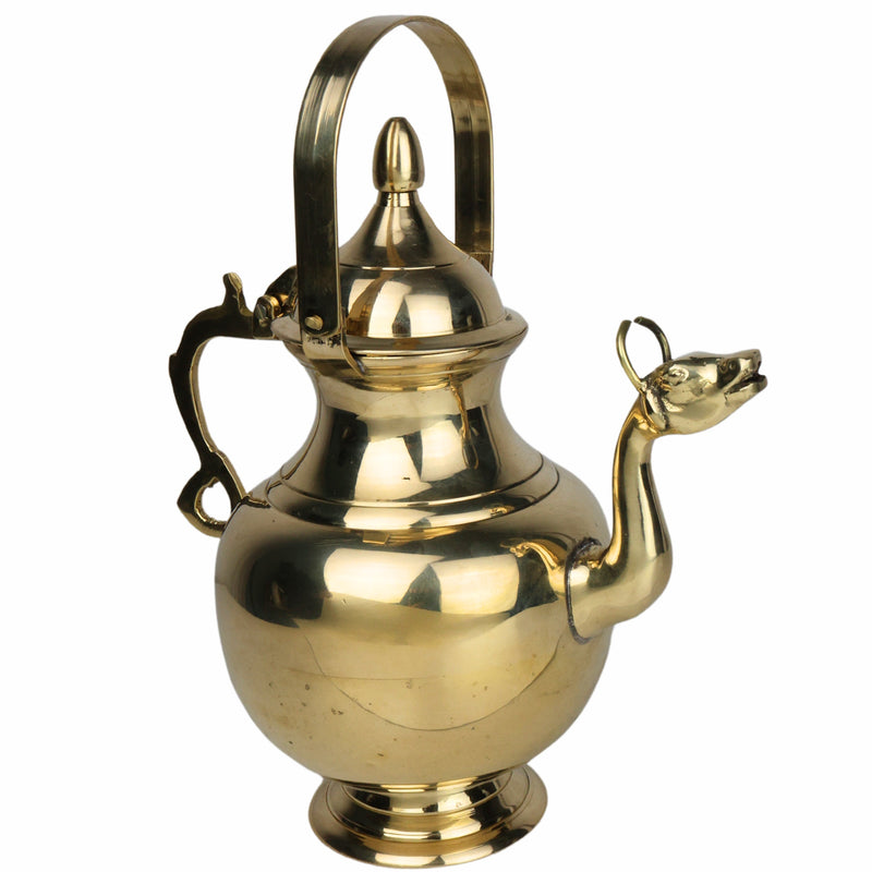 Bhunes Brass Water Loota Kamandal with Gomukh, Kalash, Jal Lota, Pooja Cambu, Lotiya, Gangajali, Stoup, Gold, 10.5 Inch, 1 Piece