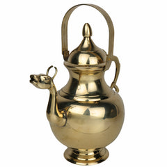 Bhunes Brass Water Loota Kamandal with Gomukh, Kalash, Jal Lota, Pooja Cambu, Lotiya, Gangajali, Stoup, Gold, 10.5 Inch, 1 Piece