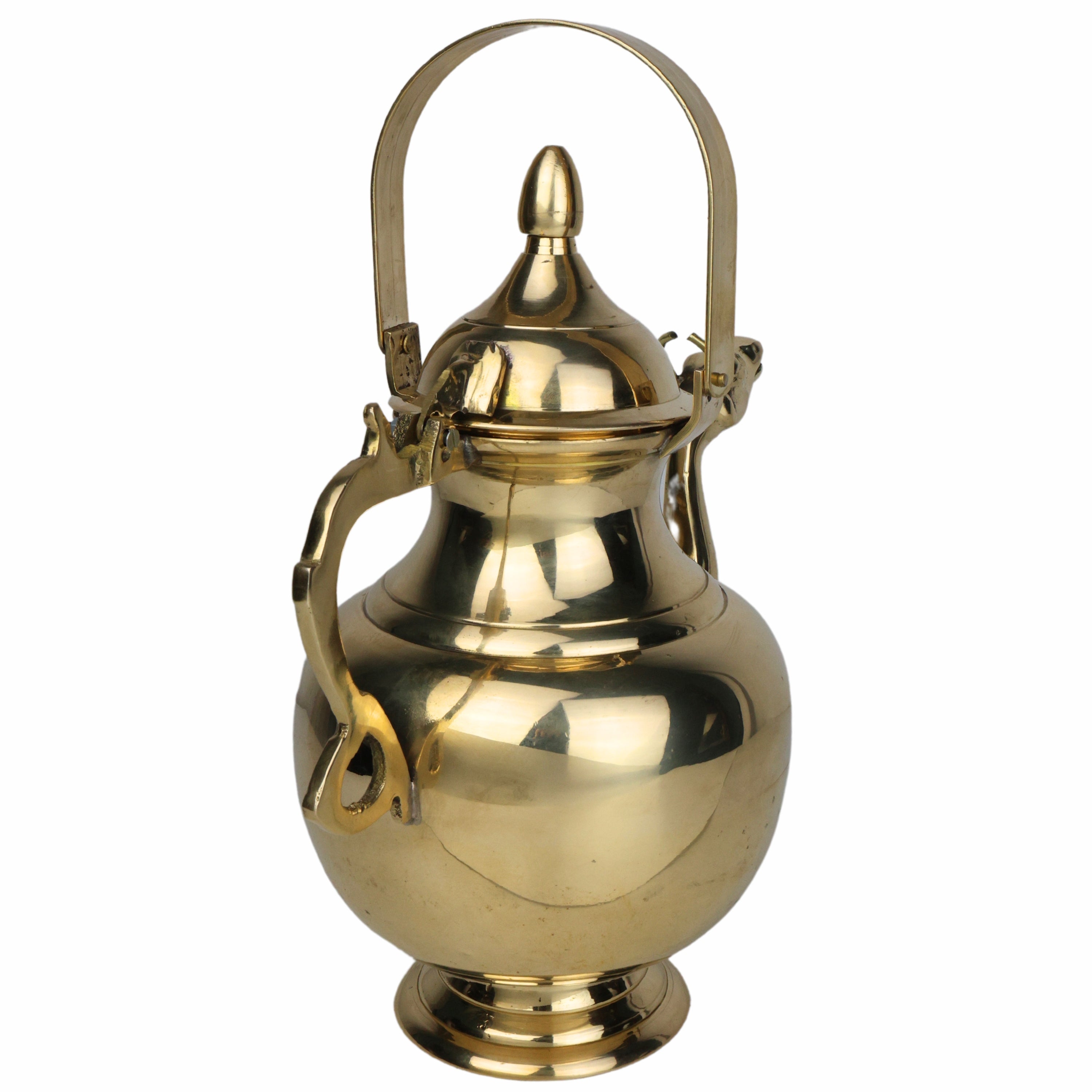 Bhunes Brass Water Loota Kamandal with Gomukh, Kalash, Jal Lota, Pooja Cambu, Lotiya, Gangajali, Stoup, Gold, 10.5 Inch, 1 Piece