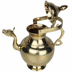 Bhunes Brass Water Loota Kamandal with Gomukh, Kalash, Jal Lota, Pooja Cambu, Lotiya, Gangajali, Stoup, Gold, 10.5 Inch, 1 Piece