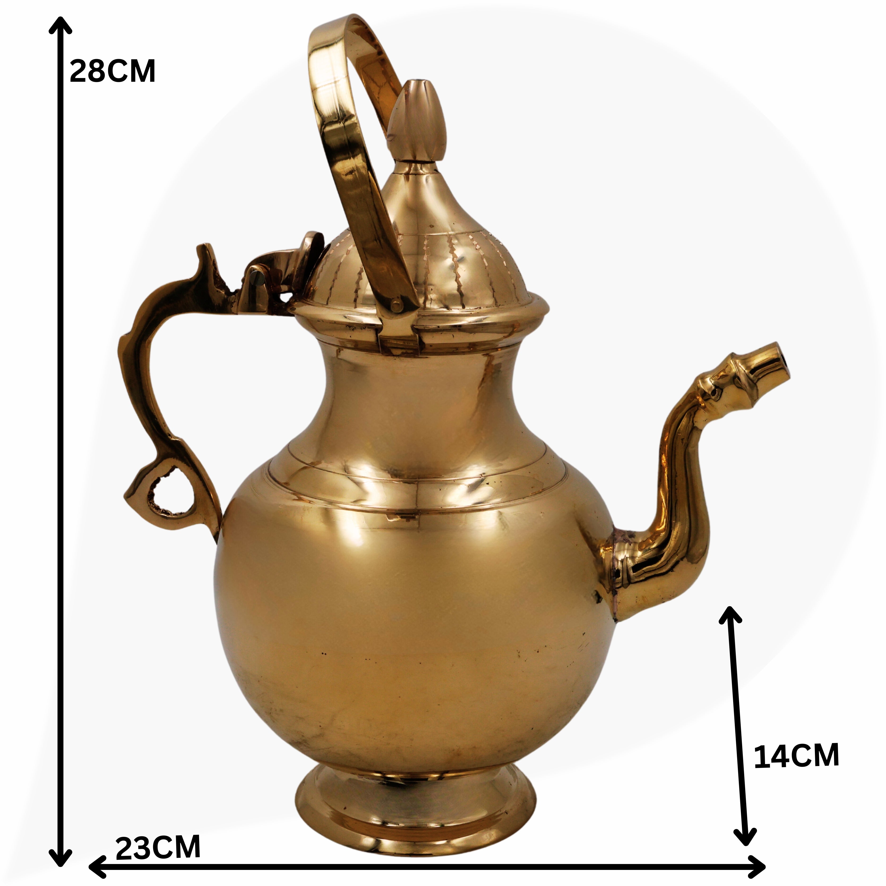 Handcrafted Brass Water Kamandal, Pooja Kamandal, Jal Kamandal, Peetal Ritual Vessel, Temple & Home Sacred Water Pot Gift,Gold, 11 Inch, 1 Piece