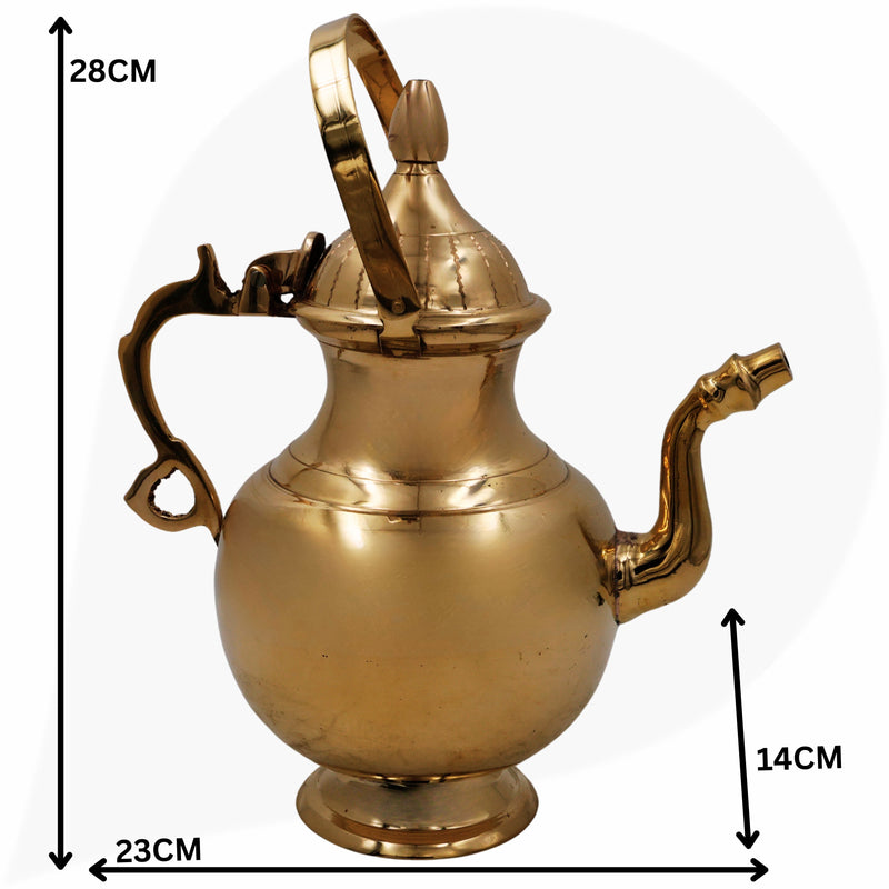 Handcrafted Brass Water Kamandal, Pooja Kamandal, Jal Kamandal, Peetal Ritual Vessel, Temple & Home Sacred Water Pot Gift,Gold, 11 Inch, 1 Piece
