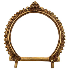 Bhunes Brass Round Prabhavali Arch Frame – Kirtimukha Tiruvachi Wall Hanging for Deity | Prabhawali Prabhaval for Temple & Home Decor, Gold, 8 Inch, 1 Piece