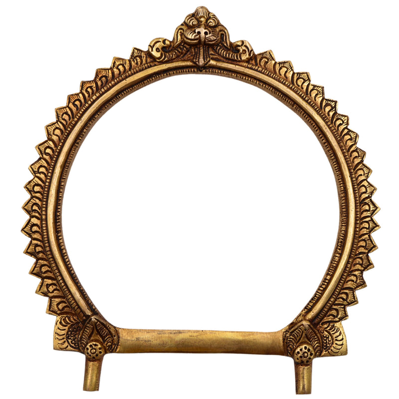 Bhunes Brass Round Prabhavali Arch Frame – Kirtimukha Tiruvachi Wall Hanging for Deity | Prabhawali Prabhaval for Temple & Home Decor, Gold, 8 Inch, 1 Piece