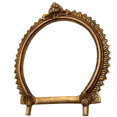 Bhunes Brass Round Prabhavali Arch Frame – Kirtimukha Tiruvachi Wall Hanging for Deity | Prabhawali Prabhaval for Temple & Home Decor, Gold, 8 Inch, 1 Piece
