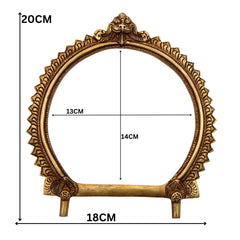 Bhunes Brass Round Prabhavali Arch Frame – Kirtimukha Tiruvachi Wall Hanging for Deity | Prabhawali Prabhaval for Temple & Home Decor, Gold, 8 Inch, 1 Piece