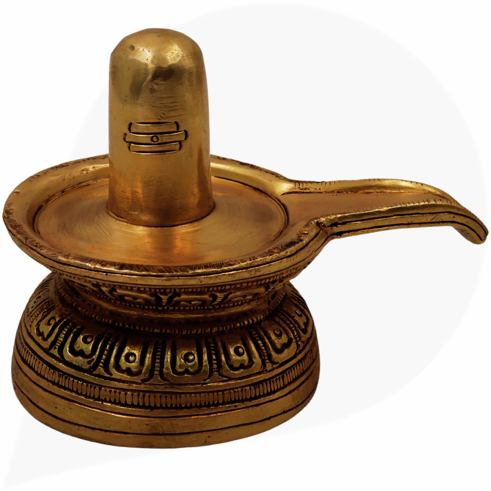 Handcrafted Brass Shiva Lingam Idol, Shivling Shivalingam Jyotirlinga Banalinga Narmada Lingam Mahalingam for Home Temple Puja Decor,Gold, 3 Inch, 1 Piece