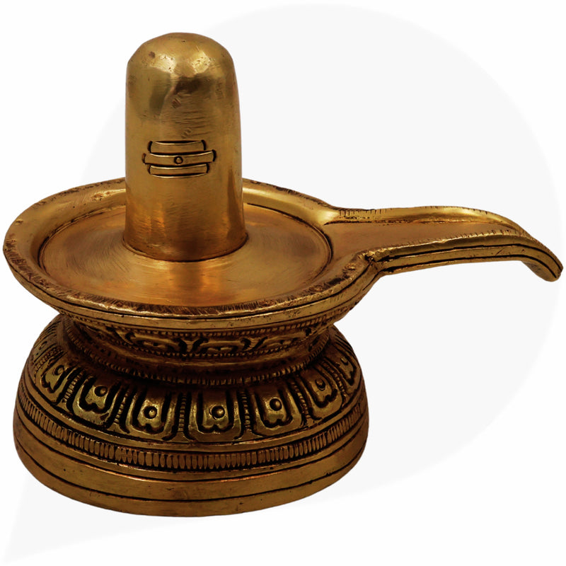 Handcrafted Brass Shiva Lingam Idol, Shivling Shivalingam Jyotirlinga Banalinga Narmada Lingam Mahalingam for Home Temple Puja Decor,Gold, 3 Inch, 1 Piece