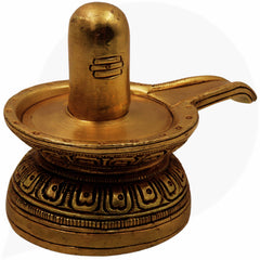 Handcrafted Brass Shiva Lingam Idol, Shivling Shivalingam Jyotirlinga Banalinga Narmada Lingam Mahalingam for Home Temple Puja Decor,Gold, 3 Inch, 1 Piece