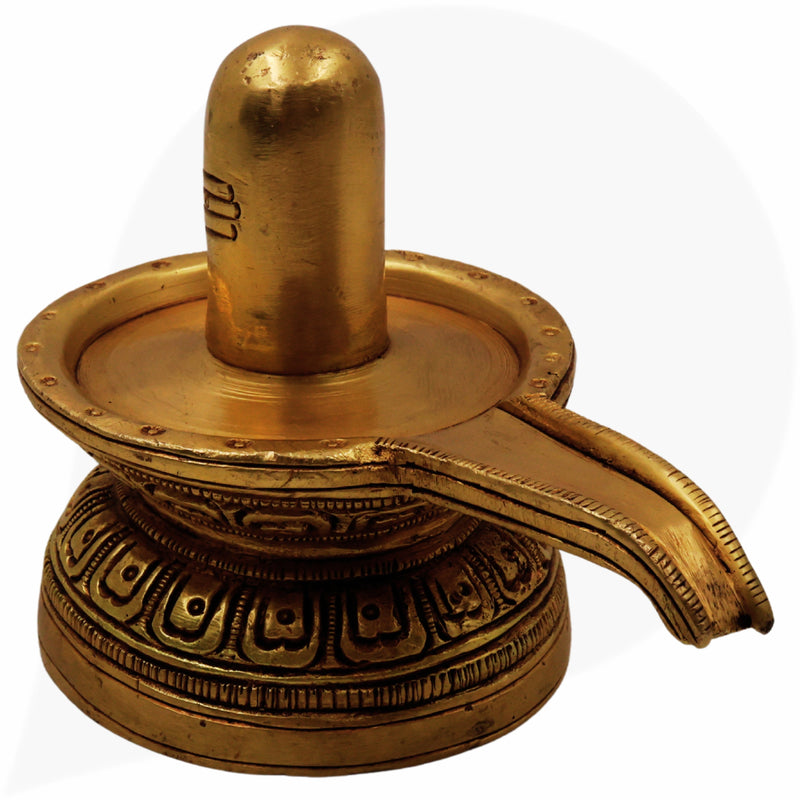 Handcrafted Brass Shiva Lingam Idol, Shivling Shivalingam Jyotirlinga Banalinga Narmada Lingam Mahalingam for Home Temple Puja Decor,Gold, 3 Inch, 1 Piece