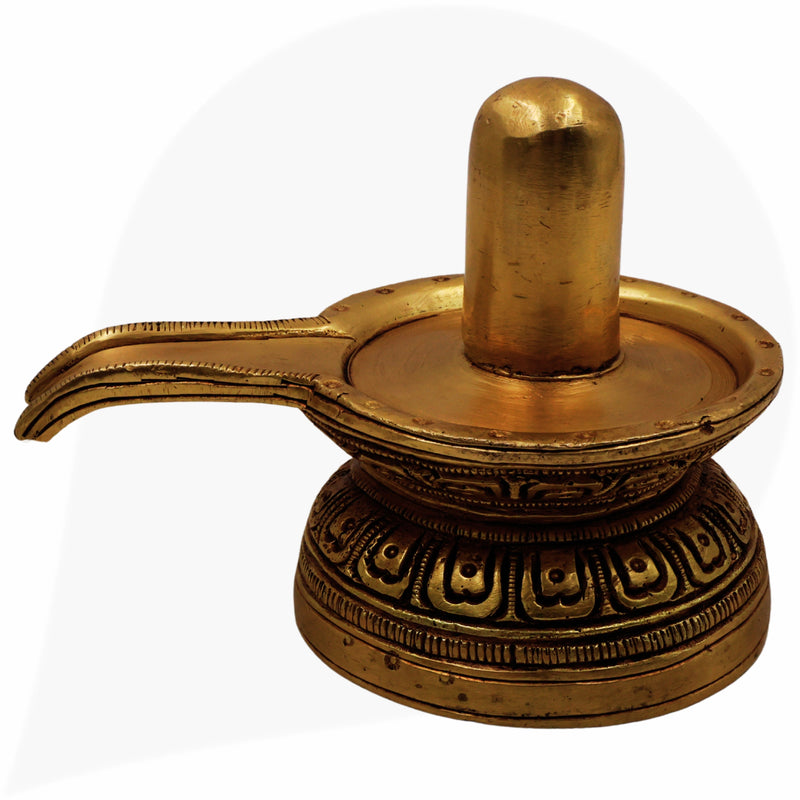 Handcrafted Brass Shiva Lingam Idol, Shivling Shivalingam Jyotirlinga Banalinga Narmada Lingam Mahalingam for Home Temple Puja Decor,Gold, 3 Inch, 1 Piece