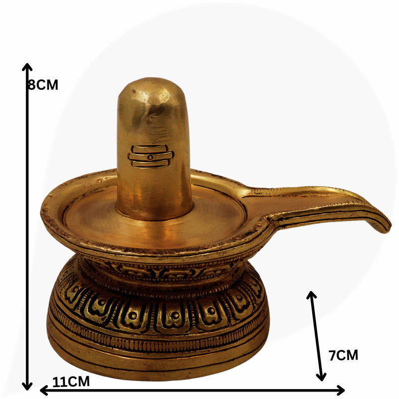 Handcrafted Brass Shiva Lingam Idol, Shivling Shivalingam Jyotirlinga Banalinga Narmada Lingam Mahalingam for Home Temple Puja Decor,Gold, 3 Inch, 1 Piece