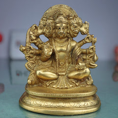 Panchmukhi Hanuman Brass Idol | Bajrang Bali Anjaneya Vayuputra Murti for Home Temple Pooja Decor,Gold, 6.5 Inch, 1 Piece
