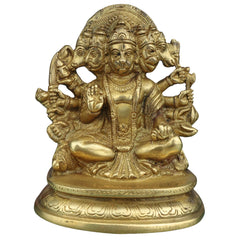 Panchmukhi Hanuman Brass Idol | Bajrang Bali Anjaneya Vayuputra Murti for Home Temple Pooja Decor,Gold, 6.5 Inch, 1 Piece