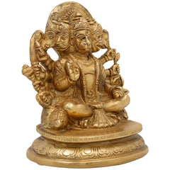 Panchmukhi Hanuman Brass Idol | Bajrang Bali Anjaneya Vayuputra Murti for Home Temple Pooja Decor,Gold, 6.5 Inch, 1 Piece