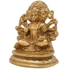 Panchmukhi Hanuman Brass Idol | Bajrang Bali Anjaneya Vayuputra Murti for Home Temple Pooja Decor,Gold, 6.5 Inch, 1 Piece