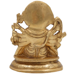 Panchmukhi Hanuman Brass Idol | Bajrang Bali Anjaneya Vayuputra Murti for Home Temple Pooja Decor,Gold, 6.5 Inch, 1 Piece
