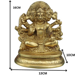 Panchmukhi Hanuman Brass Idol | Bajrang Bali Anjaneya Vayuputra Murti for Home Temple Pooja Decor,Gold, 6.5 Inch, 1 Piece