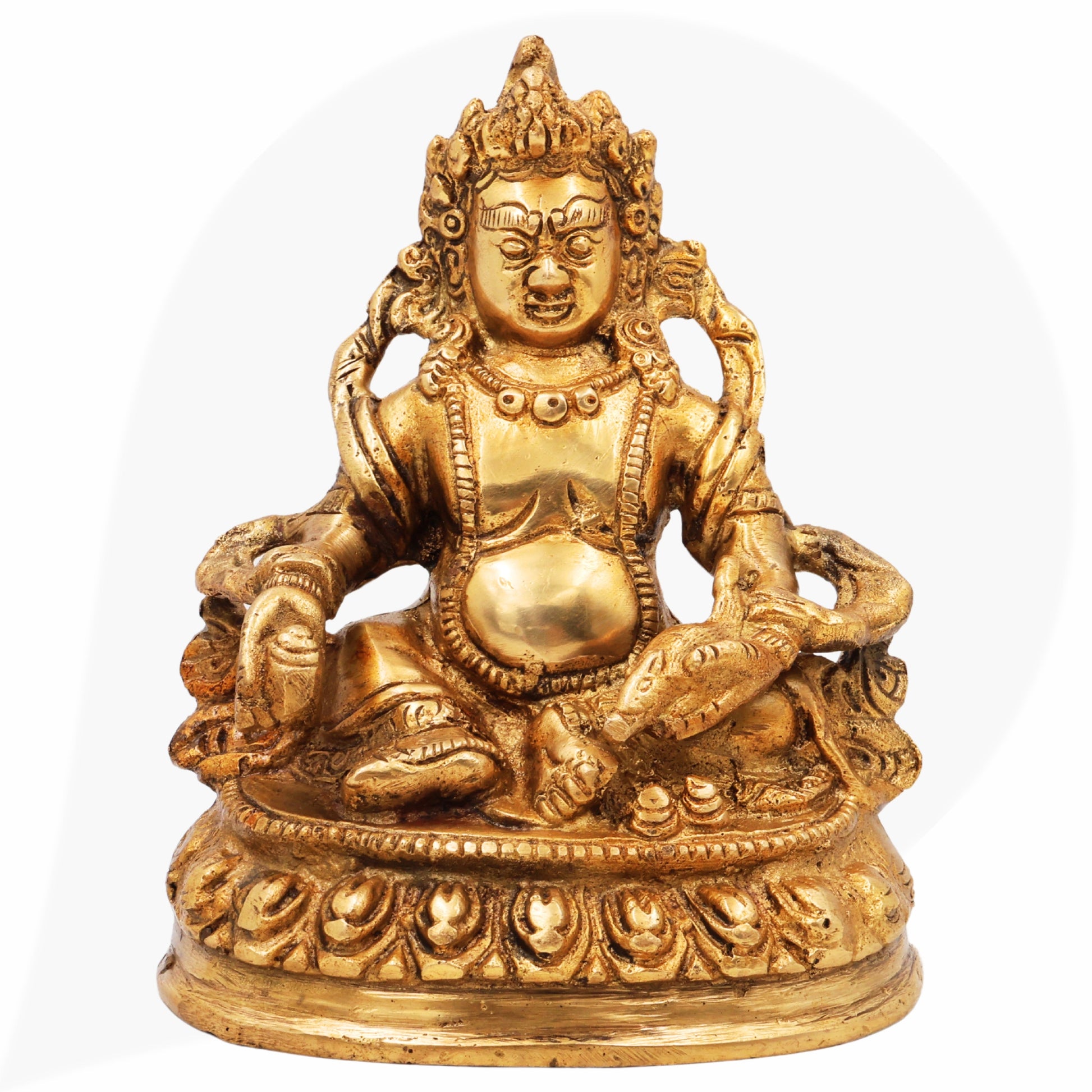 Nepali Brass Kubera Idol | Kuber Murti | Kuvera Statue | Lord Dhanapati Vaishravan Vigraha for Pooja, Vastu, Home Decor & Gifts,Gold, 6 Inch, 1 Piece